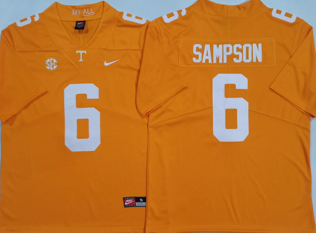 Men Tennessee Volunteers #6 Sampson Yellow Nike 2025 NCAA Jersey->ncaa teams->NCAA Jersey